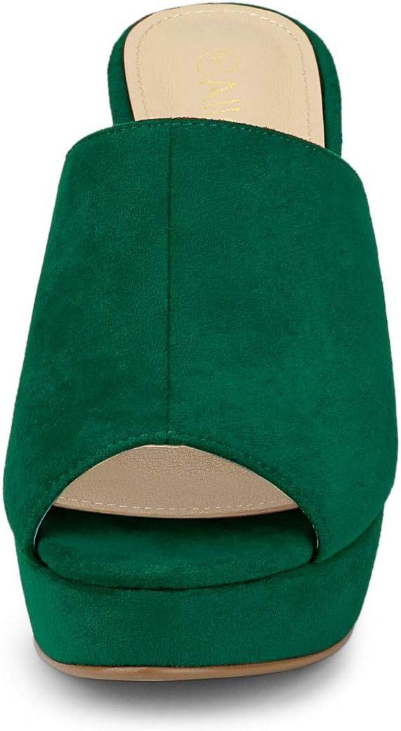 imageAllegra K Womens Open Toe Platform Chunky Heel Slides SandalsGreen