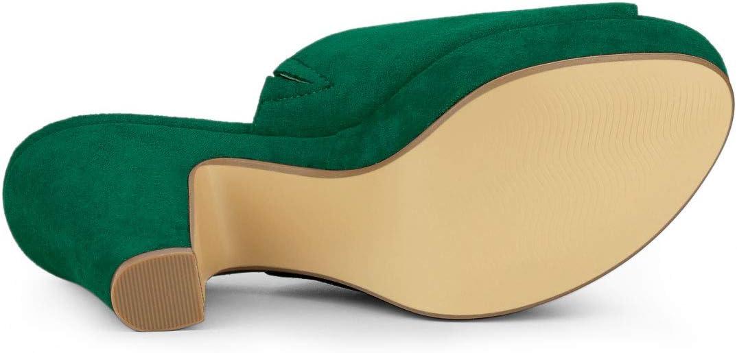 imageAllegra K Womens Open Toe Platform Chunky Heel Slides SandalsGreen