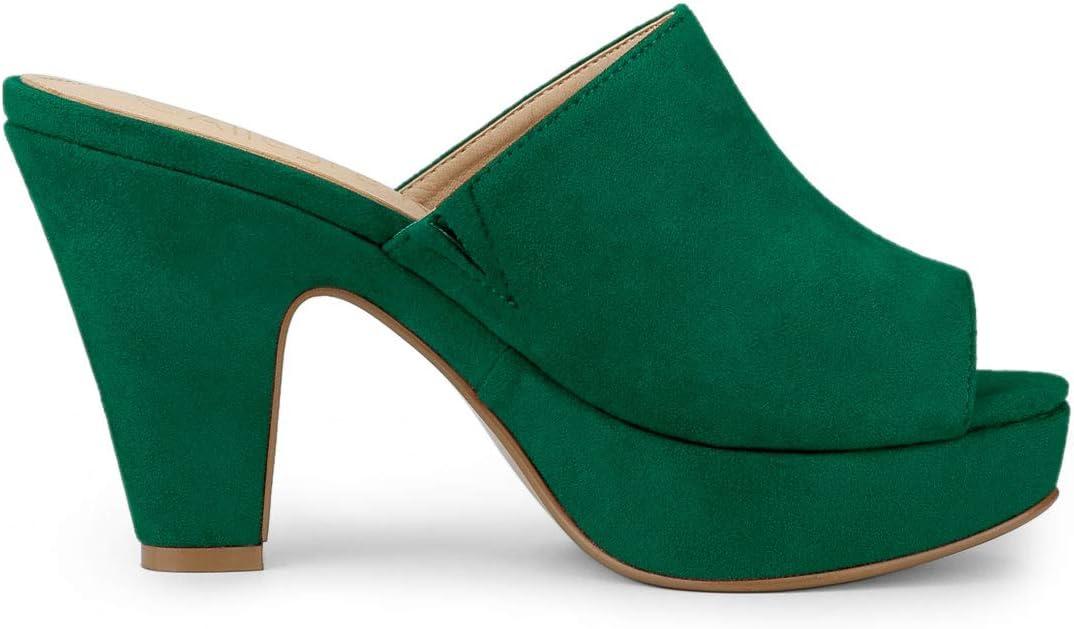 imageAllegra K Womens Open Toe Platform Chunky Heel Slides SandalsGreen