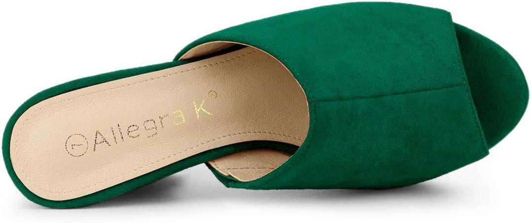 imageAllegra K Womens Open Toe Platform Chunky Heel Slides SandalsGreen