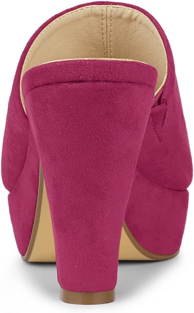imageAllegra K Womens Open Toe Platform Chunky Heel Slides SandalsHot Pink