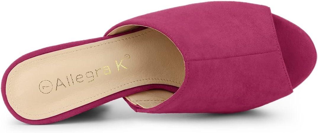imageAllegra K Womens Open Toe Platform Chunky Heel Slides SandalsHot Pink