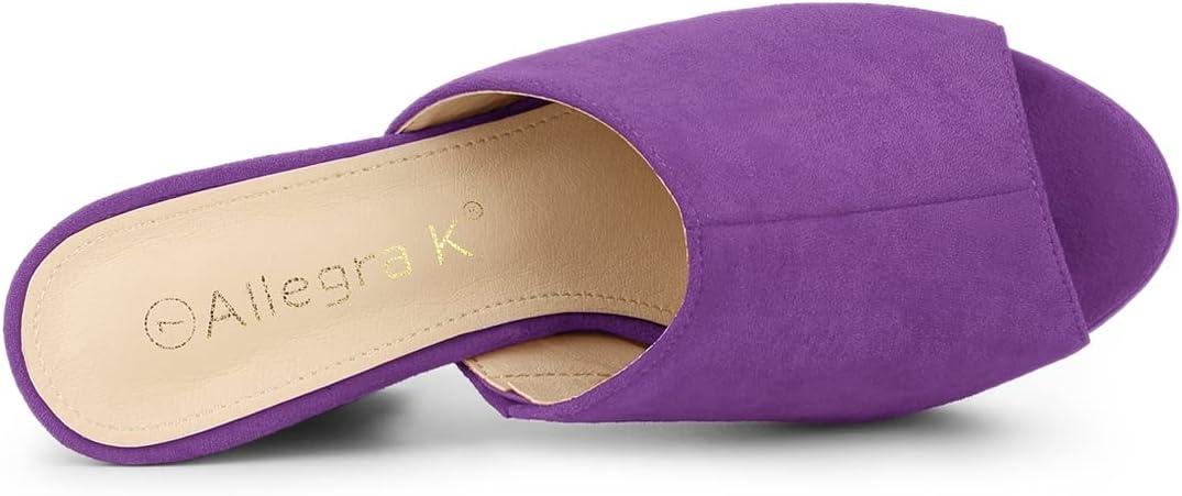 imageAllegra K Womens Open Toe Platform Chunky Heel Slides SandalsPurple