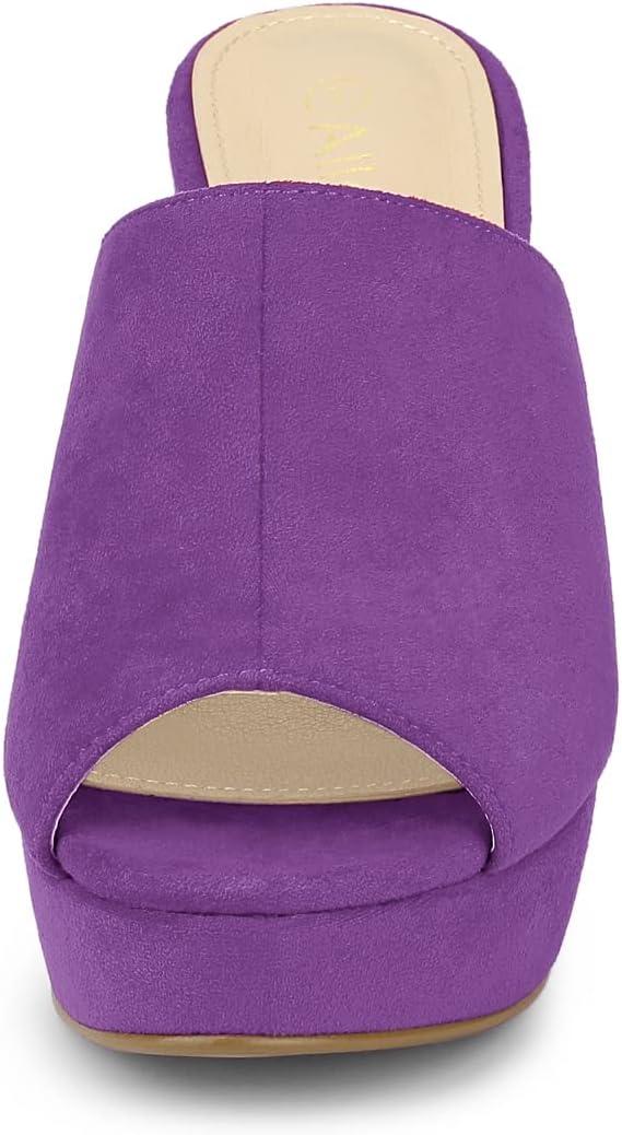 imageAllegra K Womens Open Toe Platform Chunky Heel Slides SandalsPurple