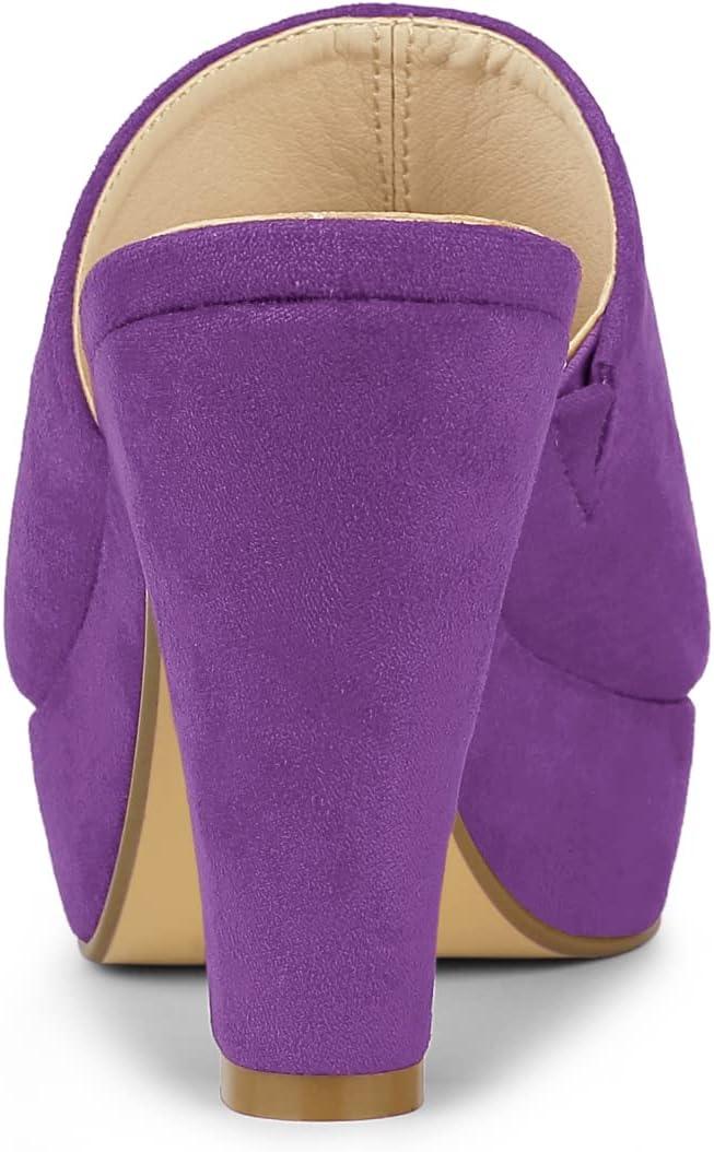 imageAllegra K Womens Open Toe Platform Chunky Heel Slides SandalsPurple