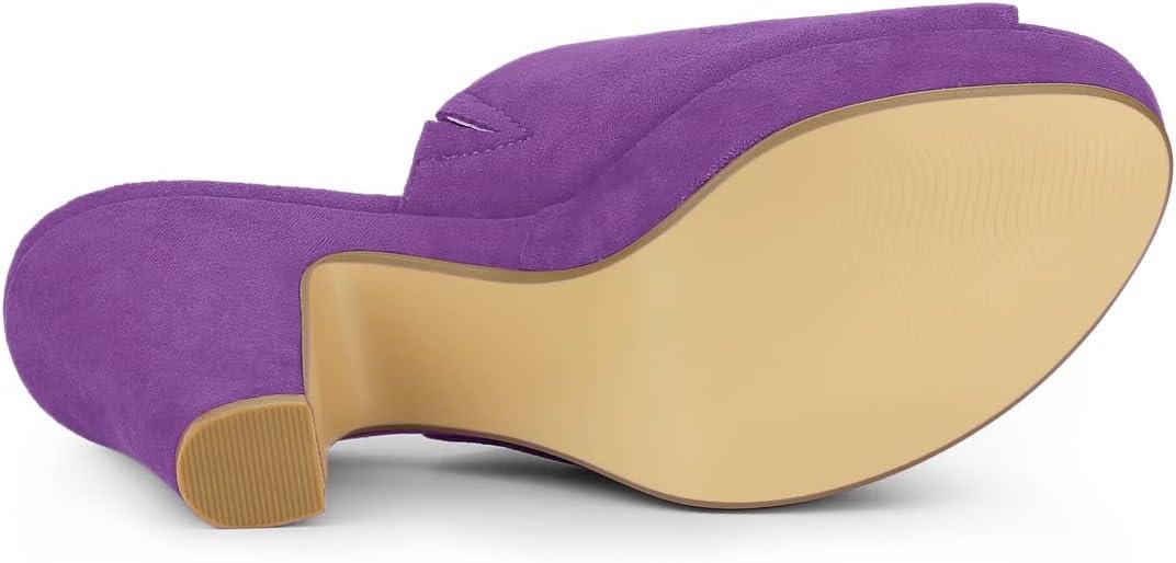 imageAllegra K Womens Open Toe Platform Chunky Heel Slides SandalsPurple