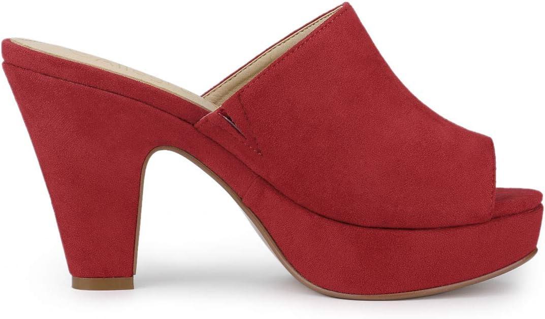 imageAllegra K Womens Open Toe Platform Chunky Heel Slides SandalsRed