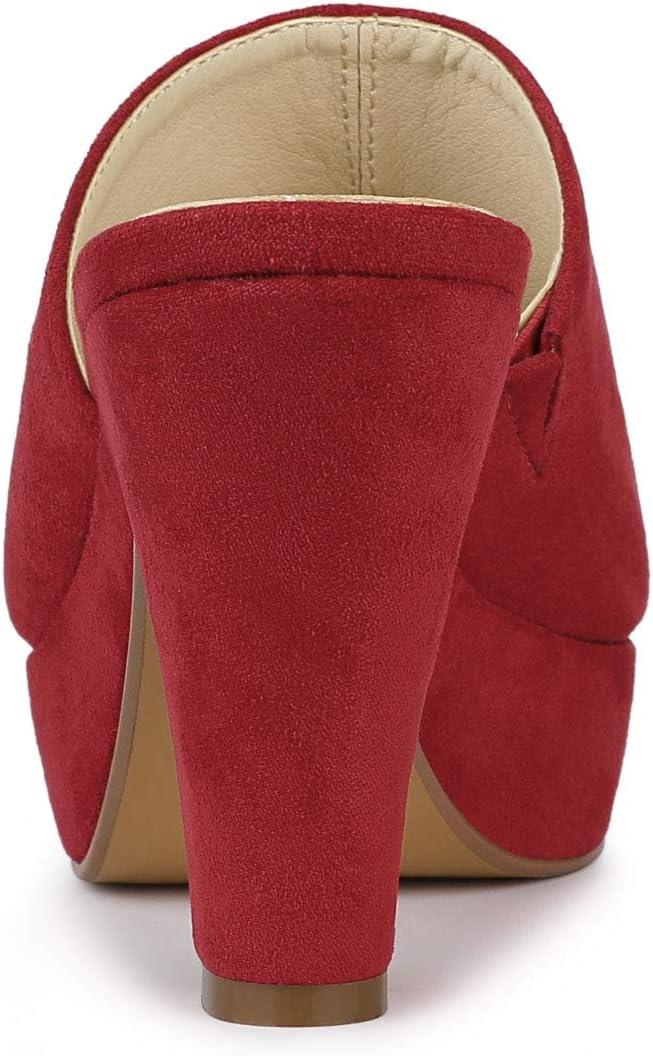 imageAllegra K Womens Open Toe Platform Chunky Heel Slides SandalsRed