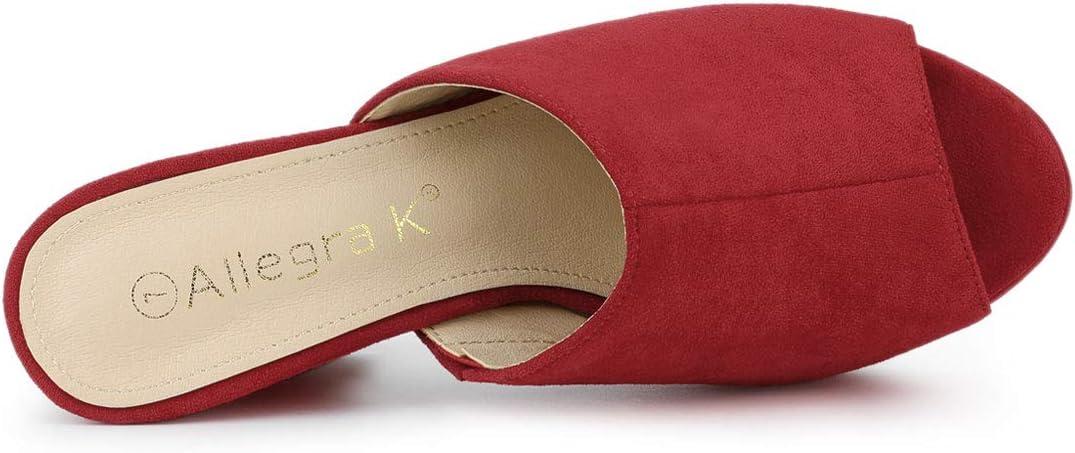 imageAllegra K Womens Open Toe Platform Chunky Heel Slides SandalsRed