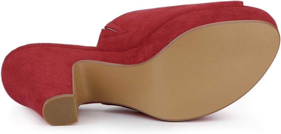 imageAllegra K Womens Open Toe Platform Chunky Heel Slides SandalsRed
