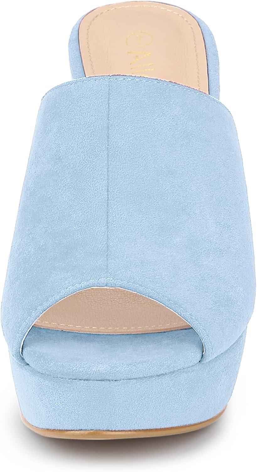 imageAllegra K Womens Open Toe Platform Chunky Heel Slides SandalsSky Blue