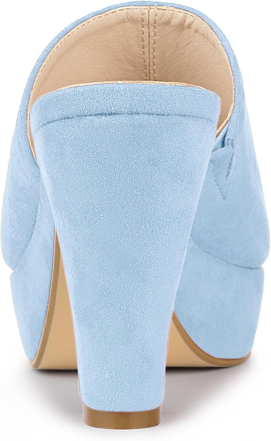 imageAllegra K Womens Open Toe Platform Chunky Heel Slides SandalsSky Blue