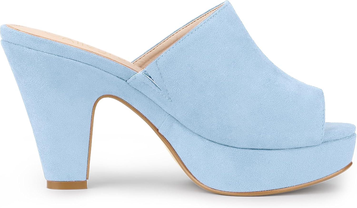 imageAllegra K Womens Open Toe Platform Chunky Heel Slides SandalsSky Blue