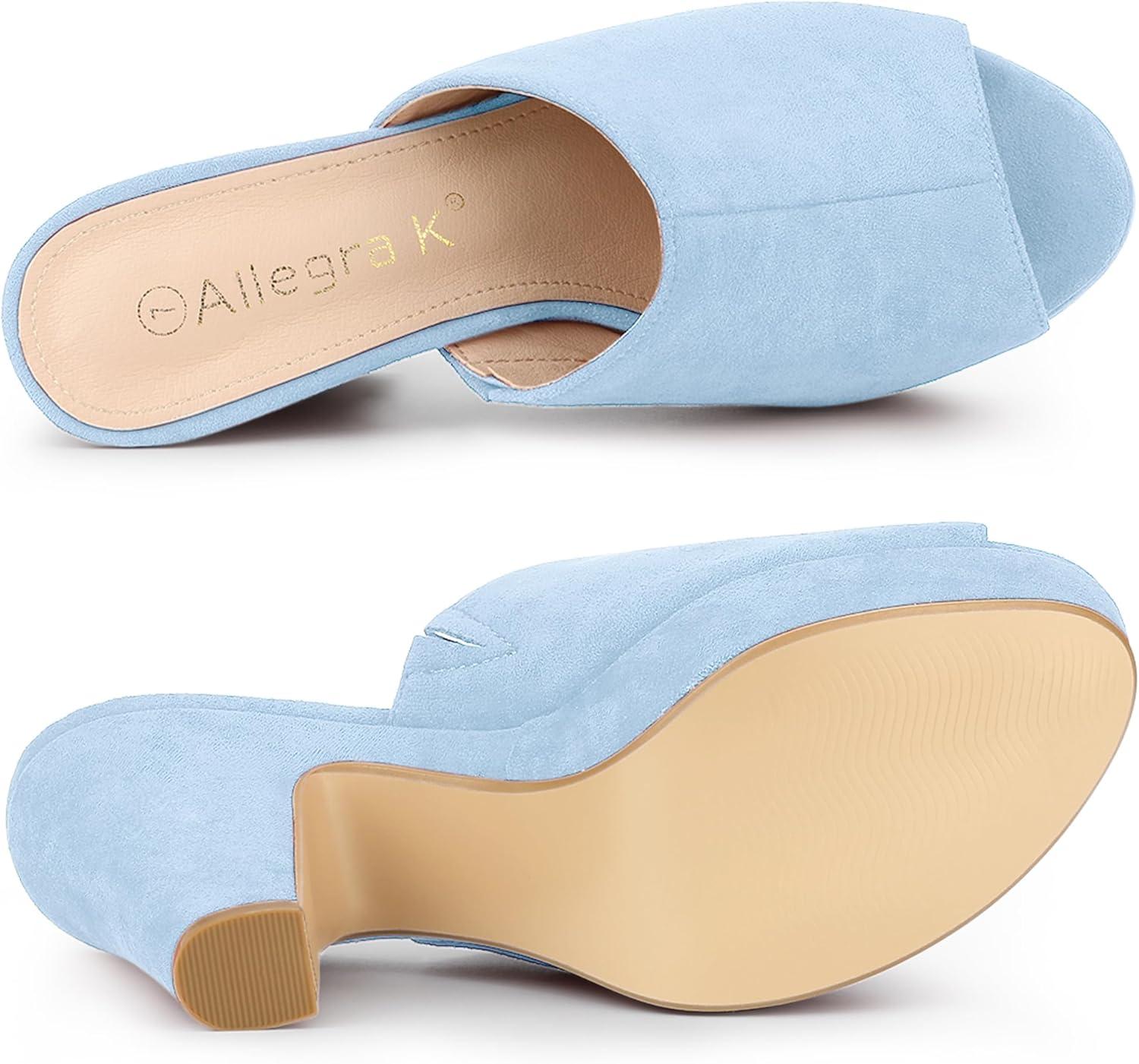 imageAllegra K Womens Open Toe Platform Chunky Heel Slides SandalsSky Blue
