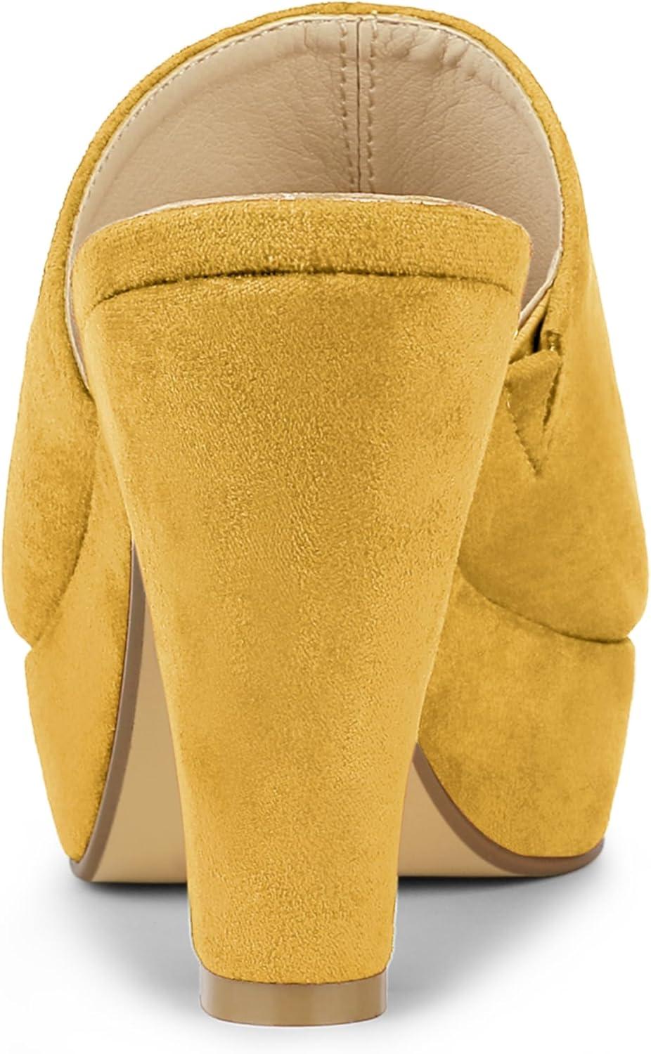 imageAllegra K Womens Open Toe Platform Chunky Heel Slides SandalsYellow