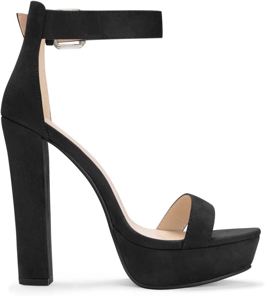 imageAllegra K Womens Platform High Heel Ankle Strap Chunky Heels SandalsBlack