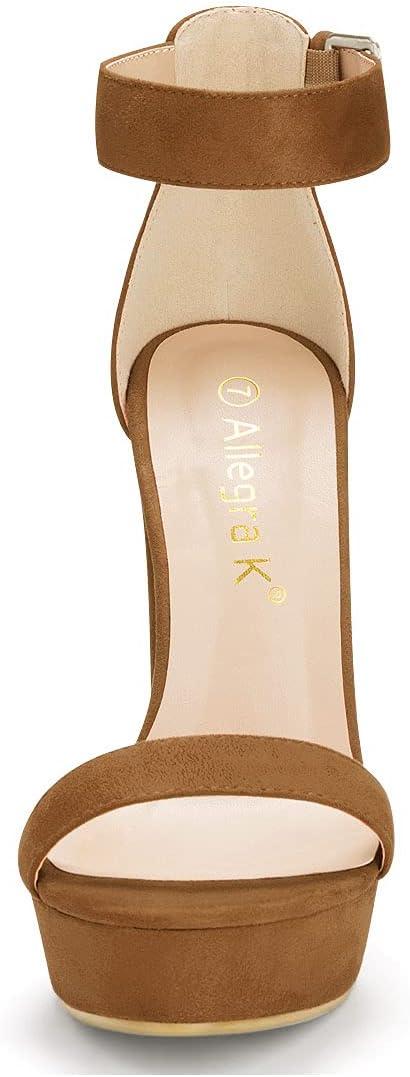 imageAllegra K Womens Platform High Heel Ankle Strap Chunky Heels SandalsBrown