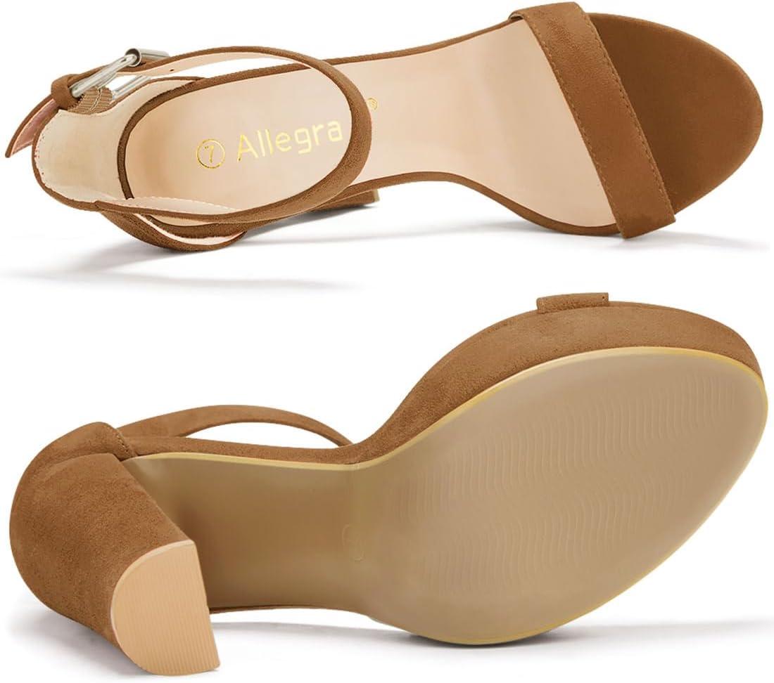 imageAllegra K Womens Platform High Heel Ankle Strap Chunky Heels SandalsBrown