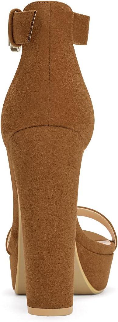 imageAllegra K Womens Platform High Heel Ankle Strap Chunky Heels SandalsBrown