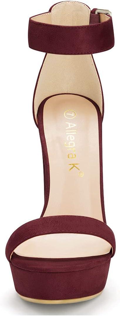 imageAllegra K Womens Platform High Heel Ankle Strap Chunky Heels SandalsBurgundy