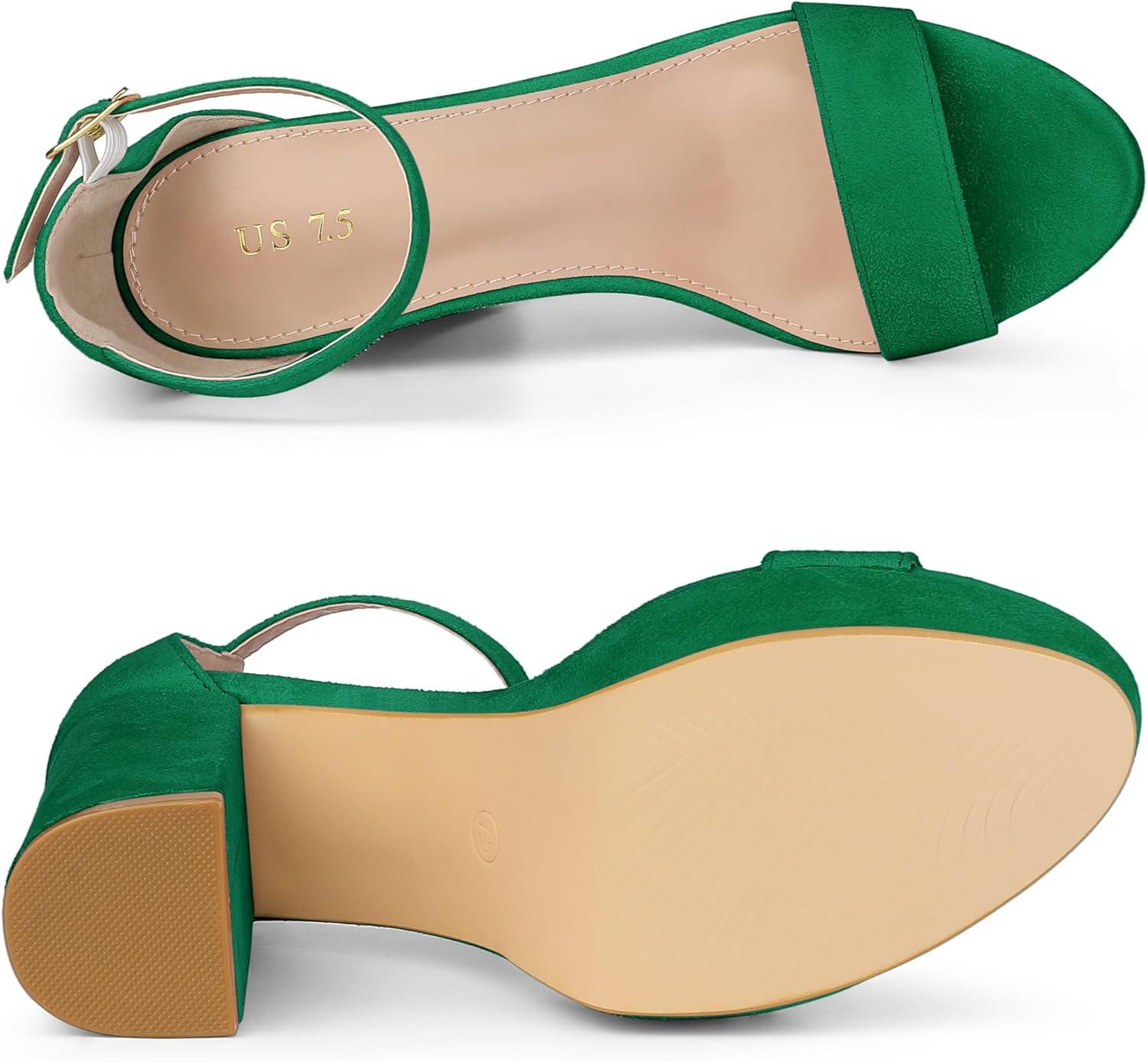 imageAllegra K Womens Platform High Heel Ankle Strap Chunky Heels SandalsCandy Green