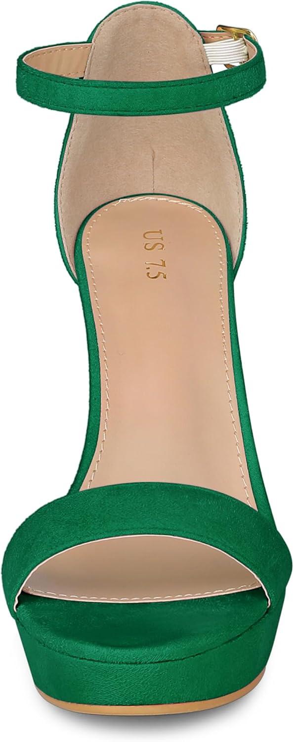 imageAllegra K Womens Platform High Heel Ankle Strap Chunky Heels SandalsCandy Green