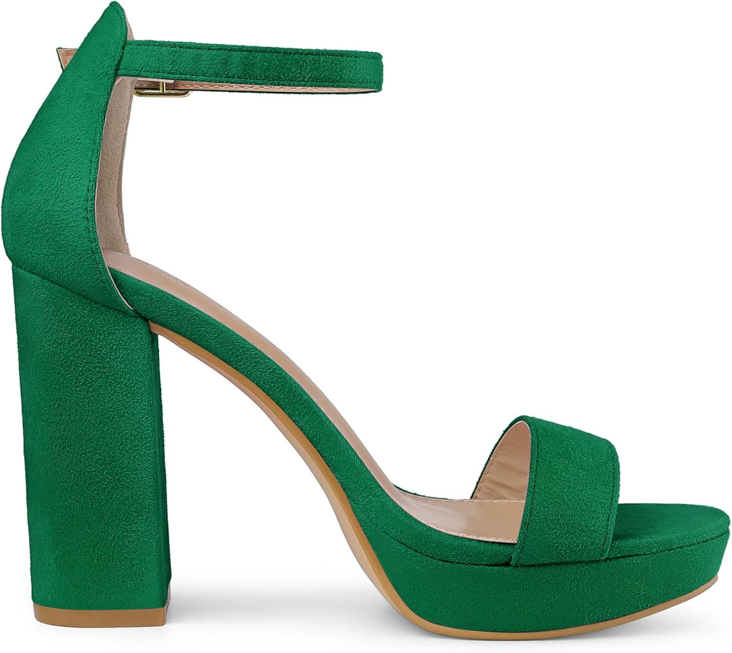 imageAllegra K Womens Platform High Heel Ankle Strap Chunky Heels SandalsCandy Green