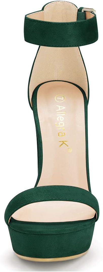 imageAllegra K Womens Platform High Heel Ankle Strap Chunky Heels SandalsDark Green