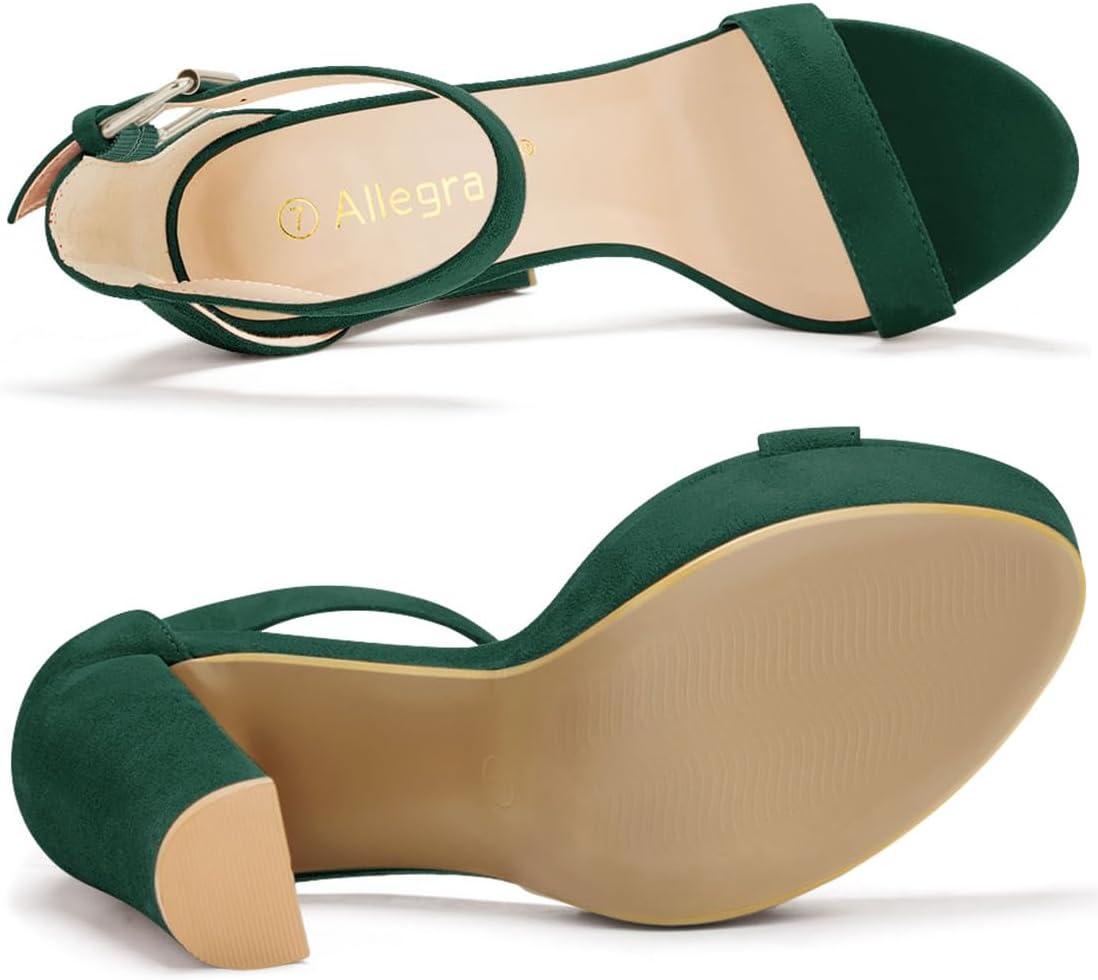 imageAllegra K Womens Platform High Heel Ankle Strap Chunky Heels SandalsDark Green