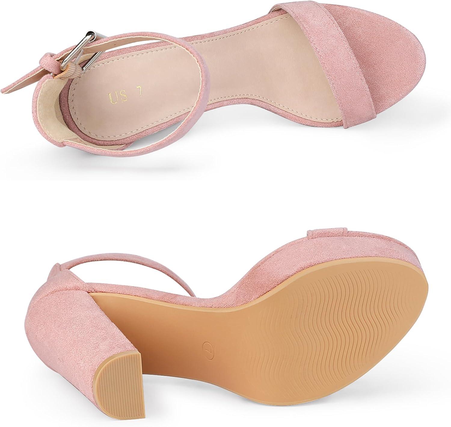 imageAllegra K Womens Platform High Heel Ankle Strap Chunky Heels SandalsDust Pink