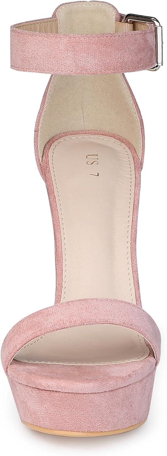 imageAllegra K Womens Platform High Heel Ankle Strap Chunky Heels SandalsDust Pink