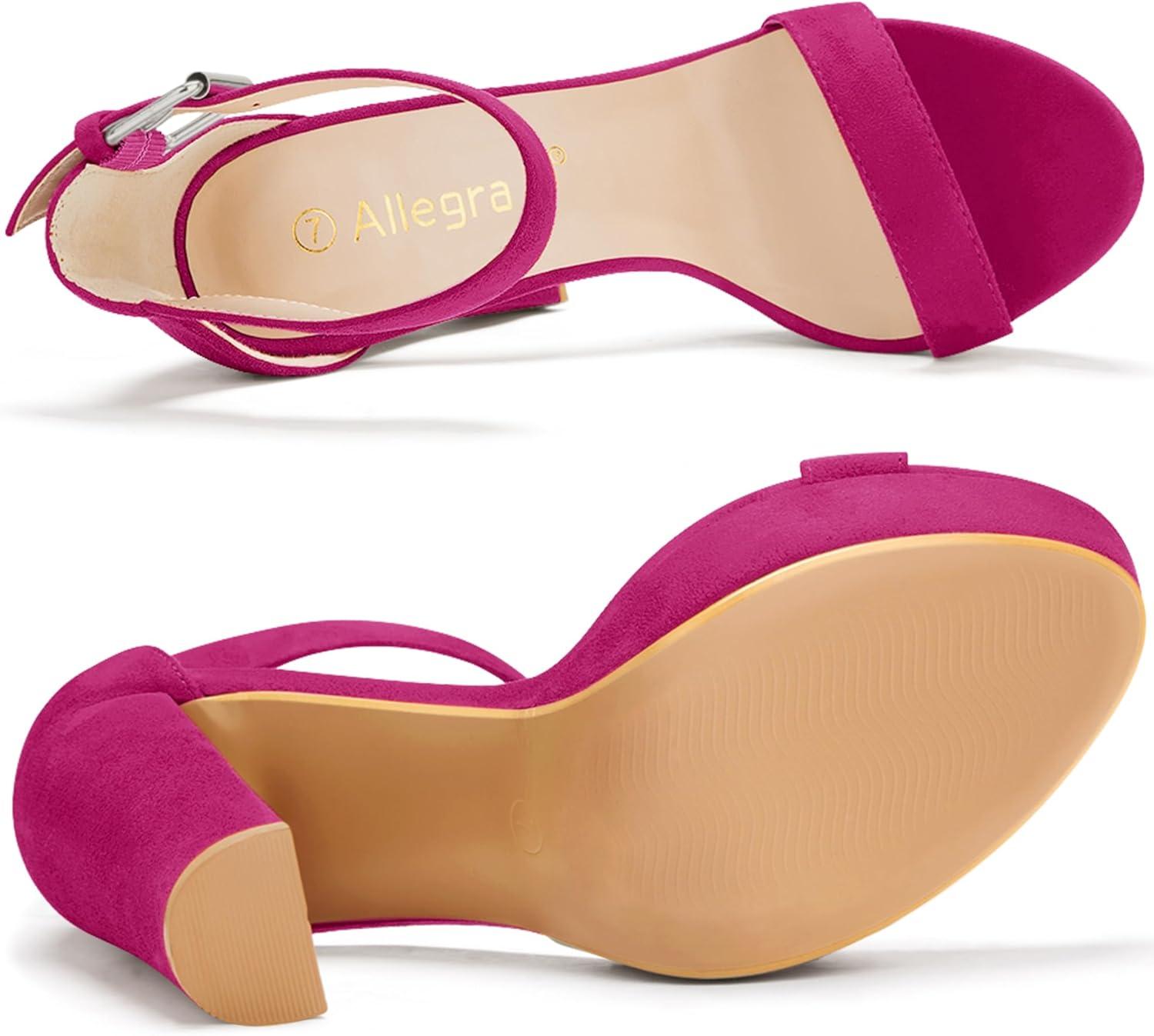 imageAllegra K Womens Platform High Heel Ankle Strap Chunky Heels SandalsHot Pink