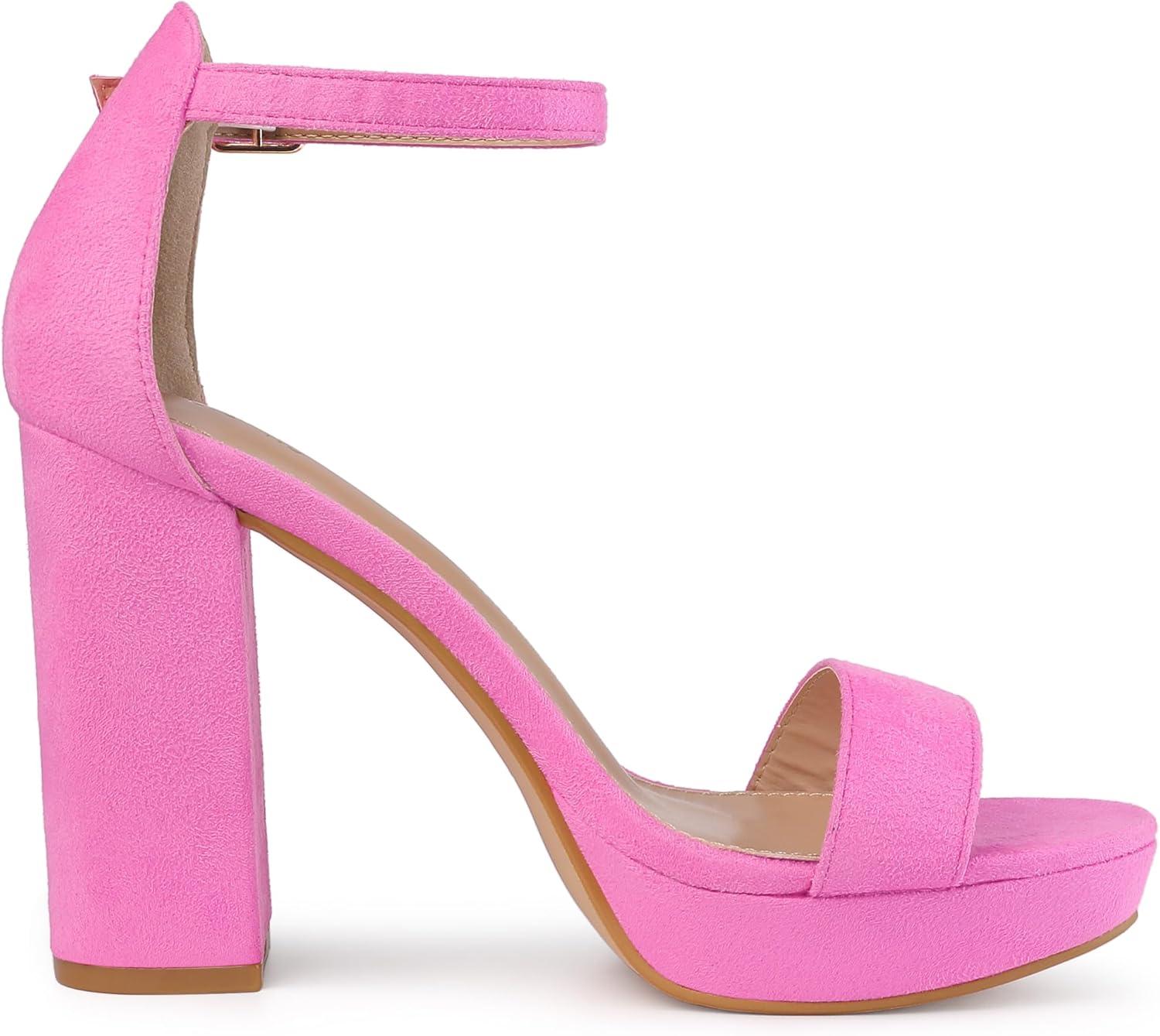 imageAllegra K Womens Platform High Heel Ankle Strap Chunky Heels SandalsPink