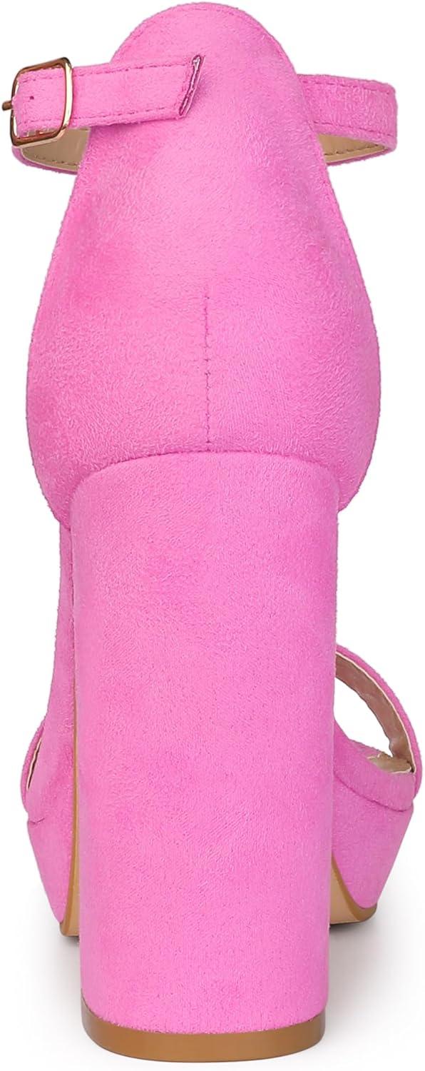 imageAllegra K Womens Platform High Heel Ankle Strap Chunky Heels SandalsPink