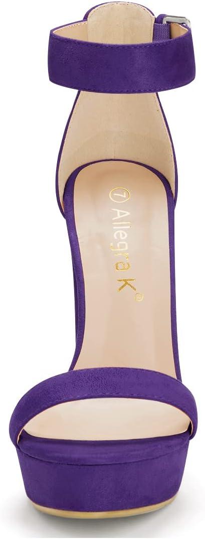 imageAllegra K Womens Platform High Heel Ankle Strap Chunky Heels SandalsPurple