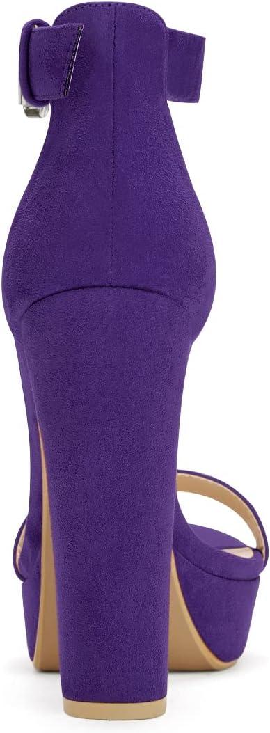 imageAllegra K Womens Platform High Heel Ankle Strap Chunky Heels SandalsPurple