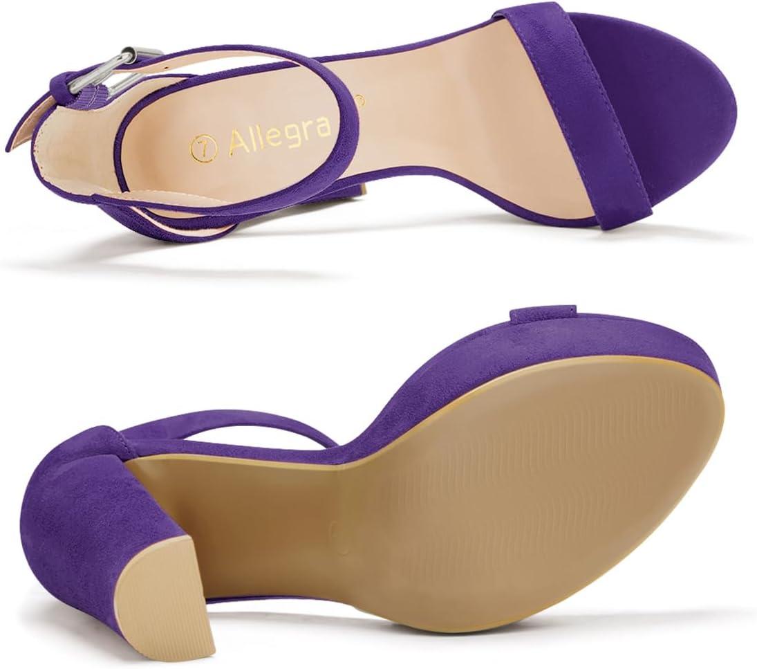 imageAllegra K Womens Platform High Heel Ankle Strap Chunky Heels SandalsPurple