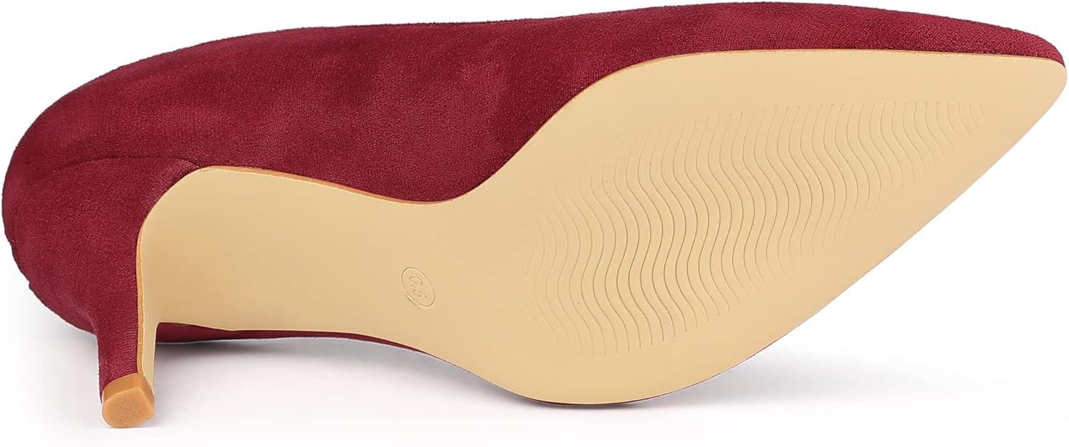imageAllegra K Womens Pointed Toe Pull on Stiletto Heels PumpsBurgundy