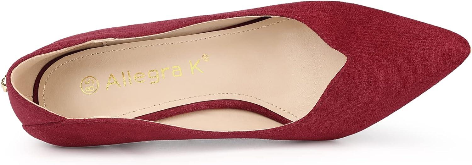 imageAllegra K Womens Pointed Toe Pull on Stiletto Heels PumpsBurgundy