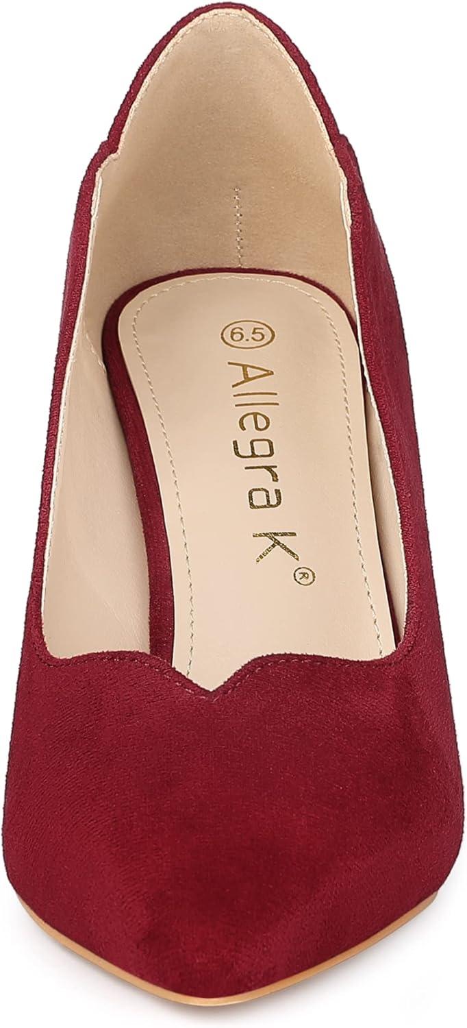 imageAllegra K Womens Pointed Toe Pull on Stiletto Heels PumpsBurgundy