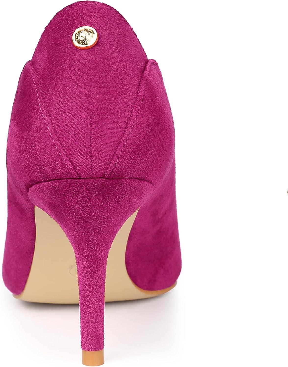 imageAllegra K Womens Pointed Toe Pull on Stiletto Heels PumpsHot Pink