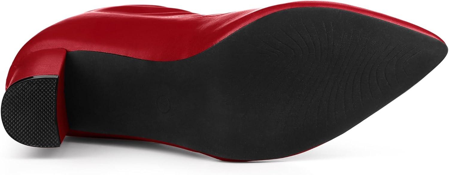imageAllegra K Womens Pointy Toe Back Zip Block Heel Ankle BootsRed