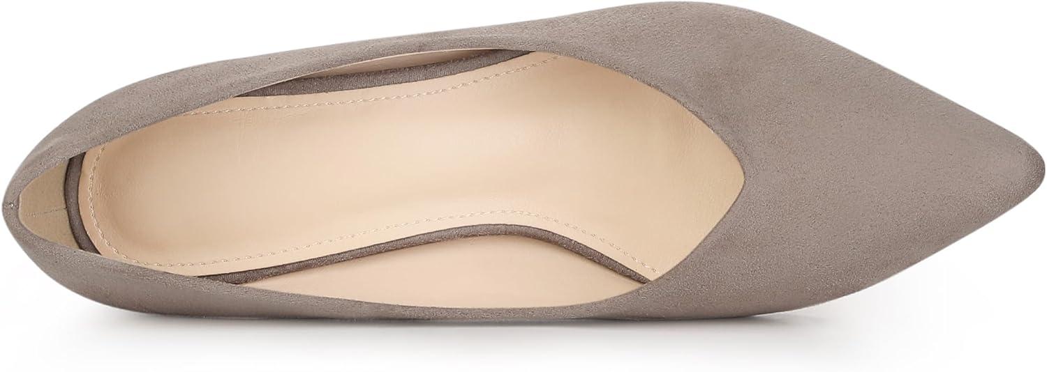 imageAllegra K Womens Pointy Toe Slipon Low Chunky Heels PumpsTaupe