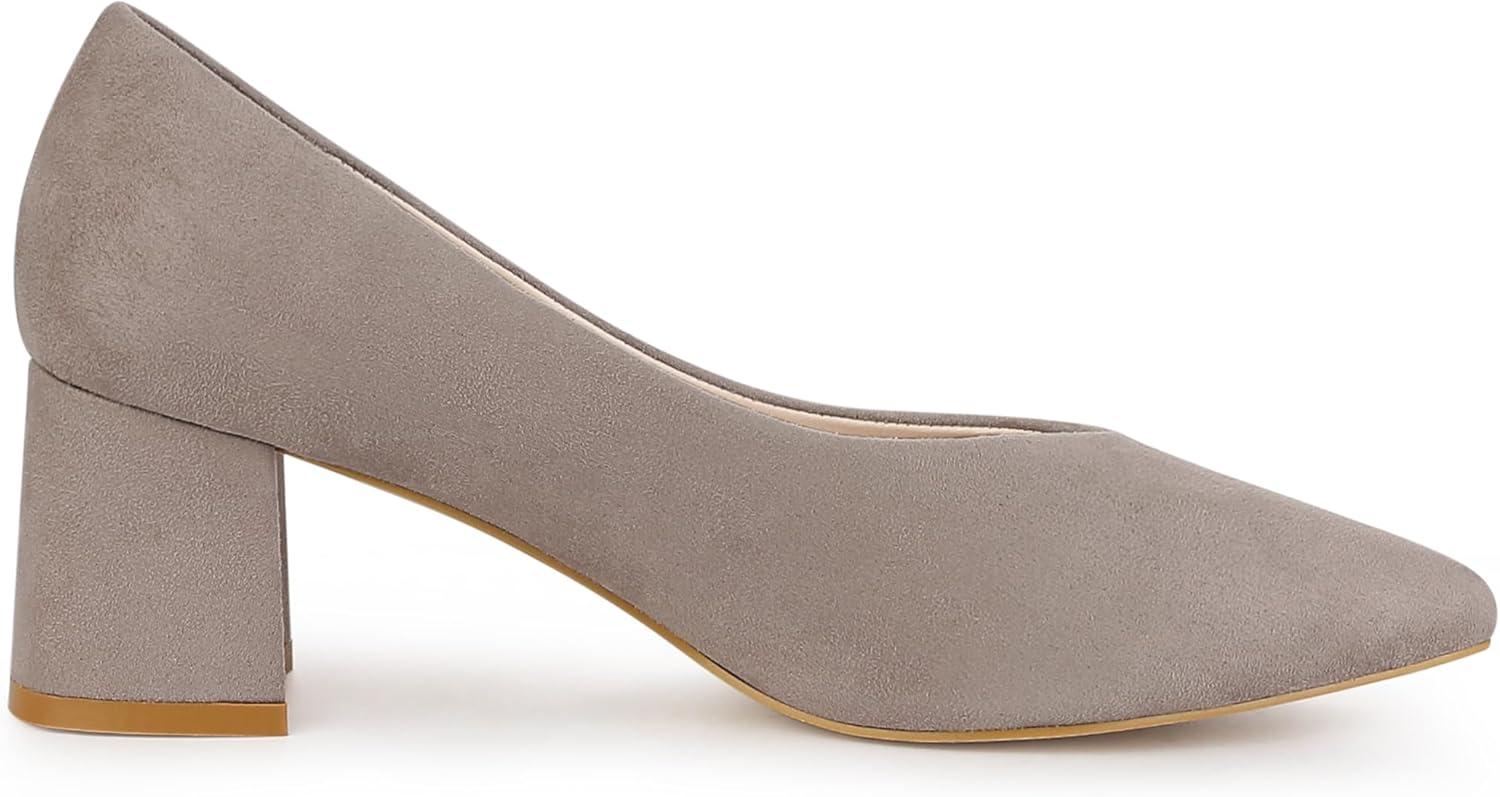imageAllegra K Womens Pointy Toe Slipon Low Chunky Heels PumpsTaupe