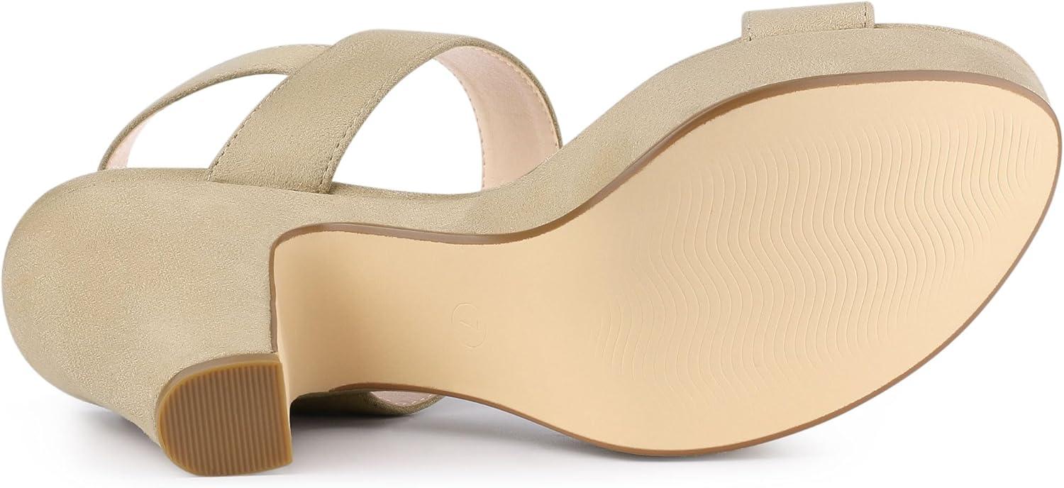 imageAllegra K Womens Slingback Platform Heels Chunky High Heel SandalsBeige