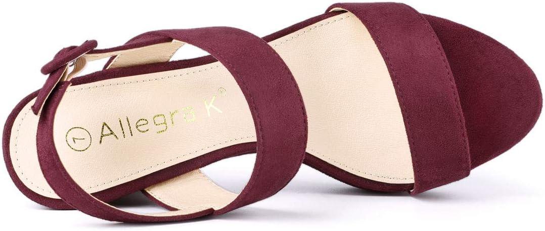 imageAllegra K Womens Slingback Platform Heels Chunky High Heel SandalsBurgundy