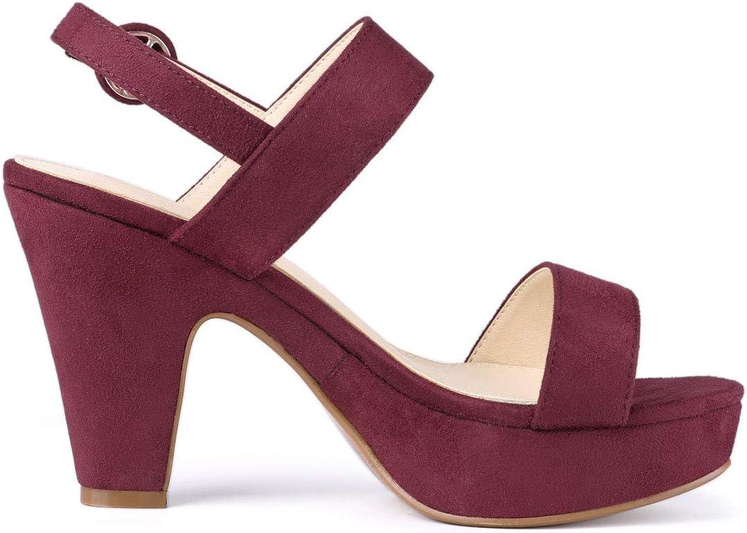 imageAllegra K Womens Slingback Platform Heels Chunky High Heel SandalsBurgundy