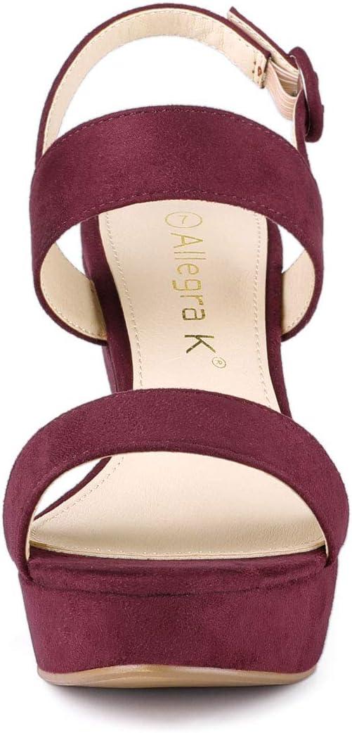 imageAllegra K Womens Slingback Platform Heels Chunky High Heel SandalsBurgundy