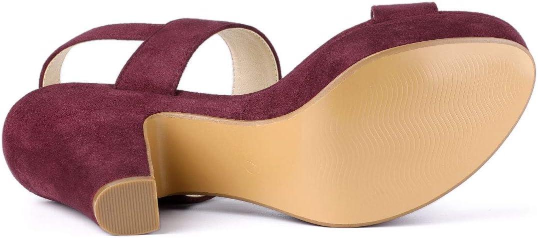 imageAllegra K Womens Slingback Platform Heels Chunky High Heel SandalsBurgundy