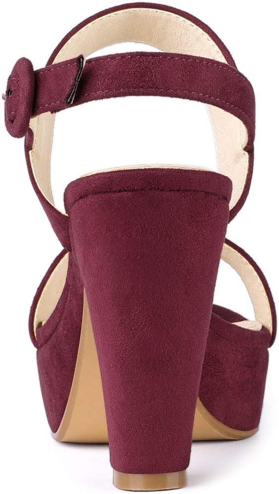 imageAllegra K Womens Slingback Platform Heels Chunky High Heel SandalsBurgundy